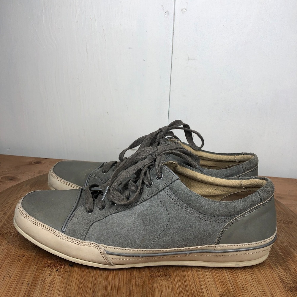 John Varvatos Reed Mens size 10 shoes Gray Suede Leather Casual Sneakers